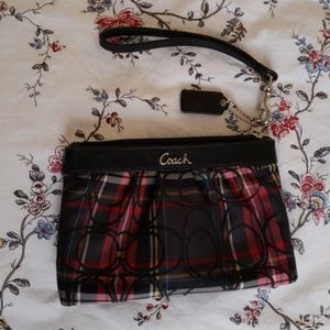 Coach Plaid Print Wristlet